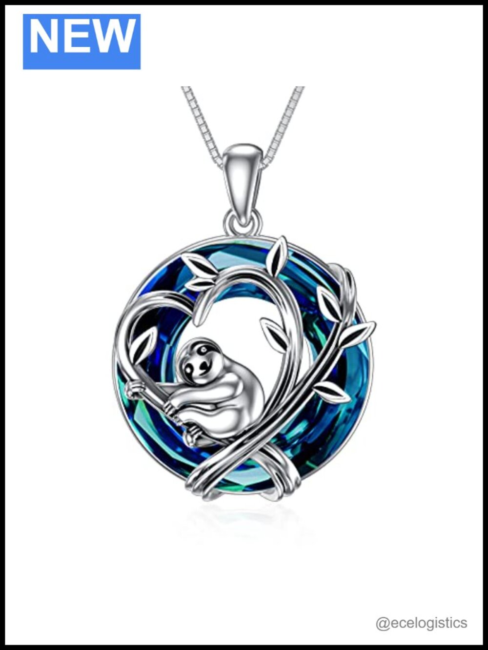 S925 Sterling Silver Crystal Animal Necklace Pendant Adjustable Chain Gift